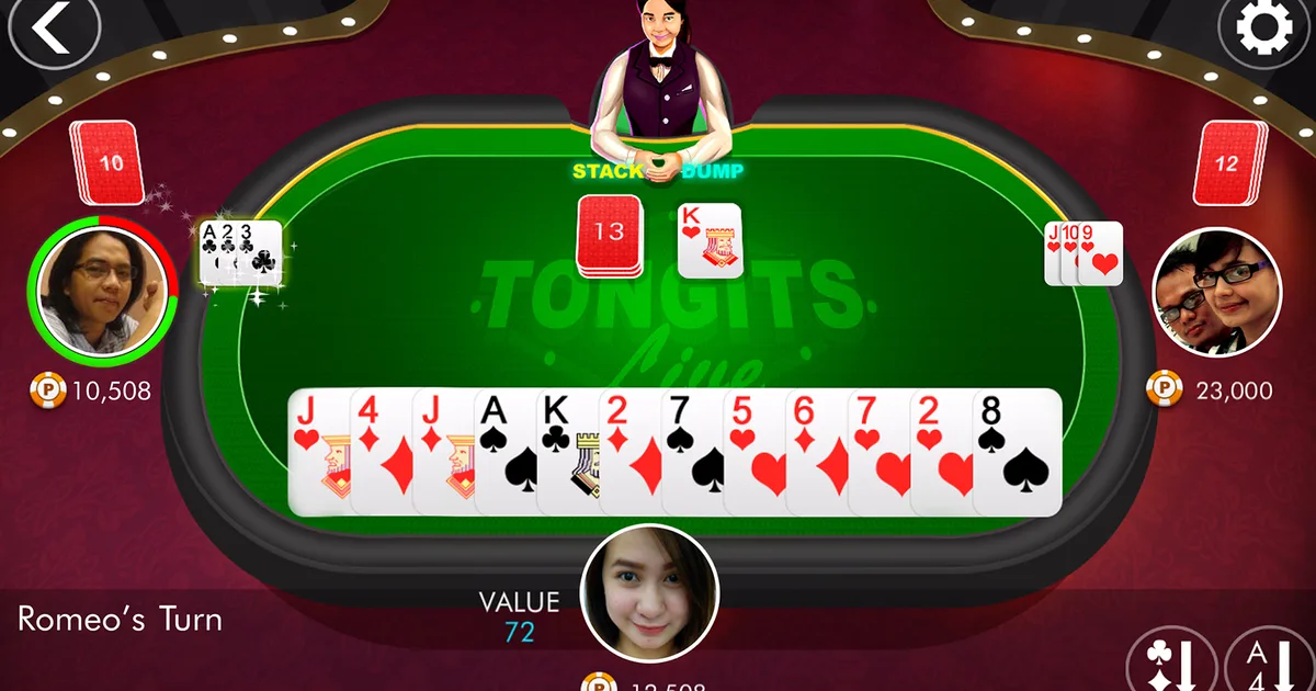 Online Tongits Card Game Meld Combinations and Table Layout