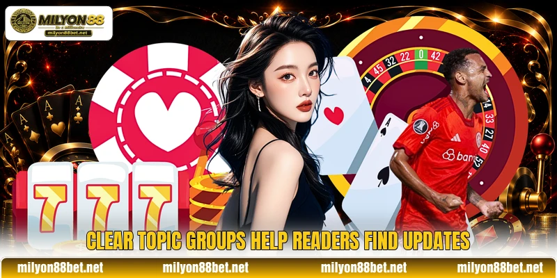 Clear topic groups help readers find updates