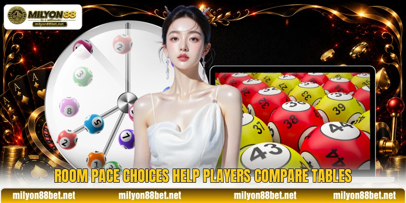 Room pace choices help players compare tables Room pace choices help players compare tables