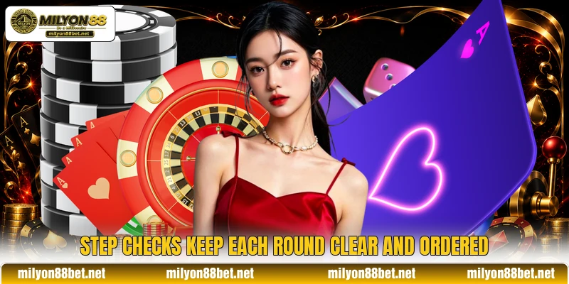 Step checks keep each round clear and ordered Step checks keep each round clear and ordered